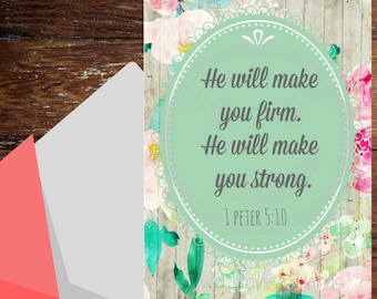 1 Peter 5:10 card, He will make you firm,1, he will make you strong, jw gifts, encouragement card, jw card,digital file only