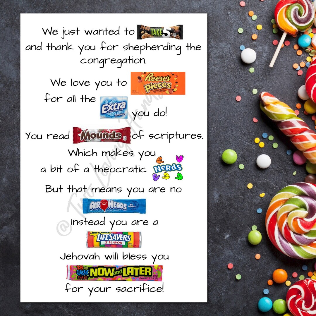 Elder Candy Poem, Ministerial Servant Candy Poem, Jw Elder Gifts, Cheap