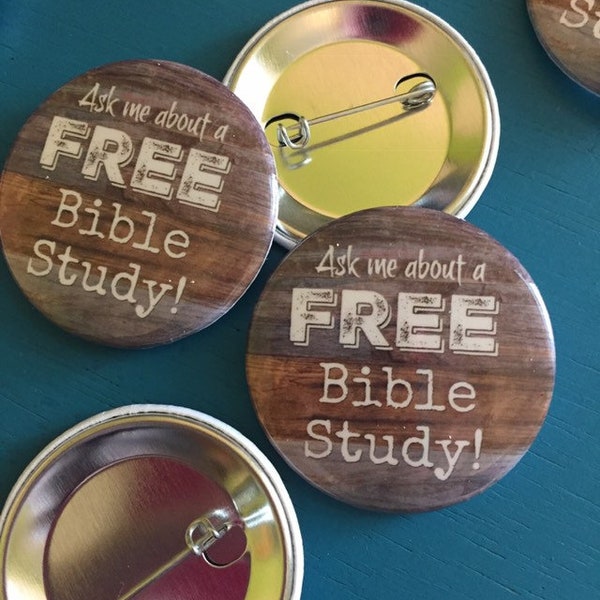 ask me about a free Bible study, lapel pins, button pins, jw pioneer gifts, jw gifts, jw brother, Jehovah's Witness, 1.75 inch
