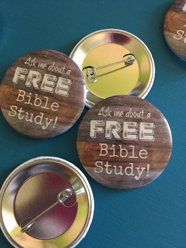 Ask Me for a Free Bible Study - JW Button Pin Badge, Pioneer Gift