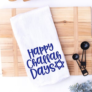 Funny Hanukkah Towel - Hostess Gift - Happy Challah Days - Kitchen Towel - Jewish Holiday Gift