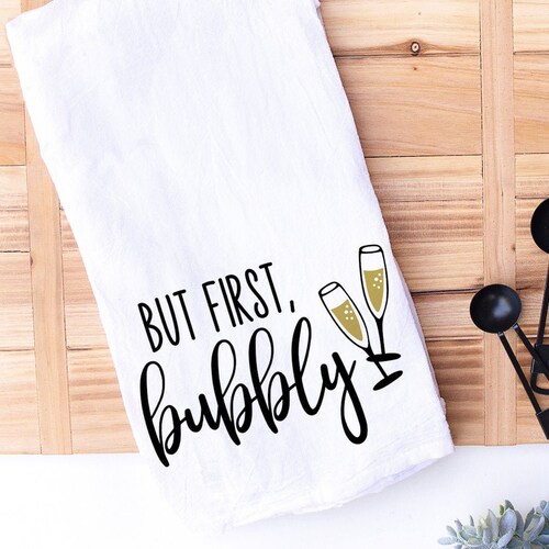 Champagne Kitchen Towel Celebration Engagement Gift Etsy