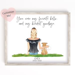 Pet Memorial Wall Art | Remembrance Gift for Pet Owner | Dog Memorial Gift | Dog Keepsake You Were My Favorite Hello and My Hardest Goodbye