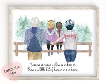 Gift for Grandparents | Custom Portrait Grandma Grandpa Grandkids | Angel Wings Halo Memorial Gift from Grandchildren | Mothers Day UNFRAMED