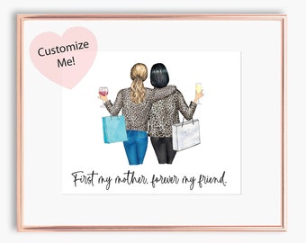 Geschenk für Mama von Tochter, Oma und Mama, Muttertagsgeschenk, Wandkunst, Wanddeko, personalisiertes Geschenk OHNE RAHMEN