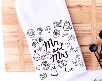 Mr. and Mrs. Kitchen Towel | Engagement Gift | Newlyweds Housewarming Gift | Hostess Gift for Mr and Mrs | Farmhouse Wedding Gift Towel