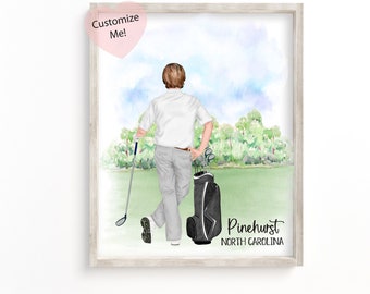 Personalized Golf Gift For Dad, Custom Wall Art Golf Gift, Fathers Day Birthday Keepsake for Husband Father Grandpa fm Son Daughter UNFRAMED