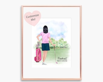 Personalized Golf Gift For Mom, Custom Wall Art Golf Gift, Mothers Day Birthday Keepsake for Wife Father Grandma fm Son Daughter UNFRAMED