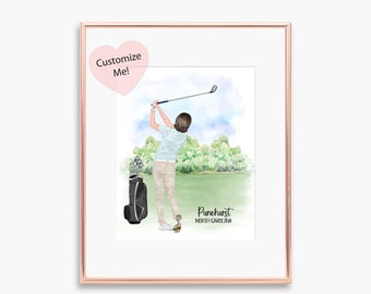 Personalized Golf Gift For Her, Custom Wall Art Golf Gift, Mothers Day Birthday Keepsake for Grandma Mom Sister fm Son Daughter UNFRAMED