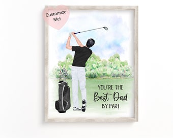 Personalized Golf Gift For Him, Custom Wall Art Golf Gift, Fathers Day Birthday Keepsake for Husband Dad Grandpa fm Son Daughter UNFRAMED
