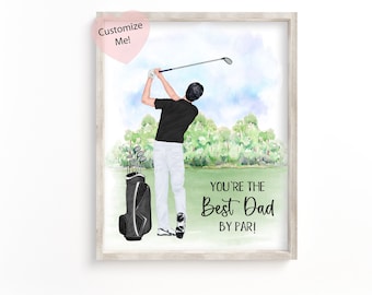 Personalized Golf Gift For Him, Custom Wall Art Golf Gift, Fathers Day Birthday Keepsake for Husband Dad Grandpa fm Son Daughter UNFRAMED