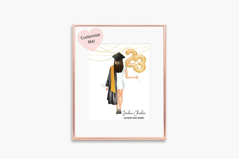 Personalized Graduation Gift Class of 2023 Graduation Keepsake Wall Art for College Graduate Gift for Her University Graduation image 3