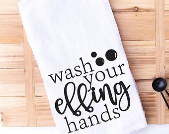 Funny Bathroom Hand Towel | Wash Your Hands | Hand Hygiene | Half Bath Hand Towel | Funny Housewarming Hostess Gift | Hand Washing Reminder