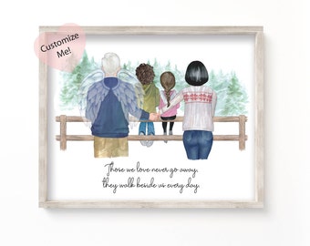 Memorial Art Print for Grandparents | Custom Portrait Grandma Grandpa Grandkids | Christmas Grandchildren | Remembrance Bereavement UNFRAMED