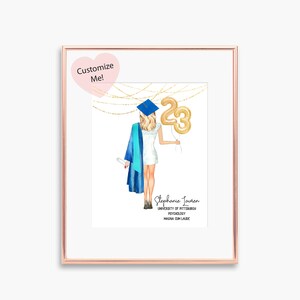 Personalized Graduation Gift Class of 2023 Graduation Keepsake Wall Art for College Graduate Gift for Her University Graduation image 2