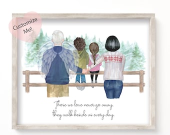 Regalo conmemorativo para abuelos / Retrato personalizado de la abuela abuelo nietos / Regalo de Navidad Nietos / Recuerdo Duelo UNFRAMED
