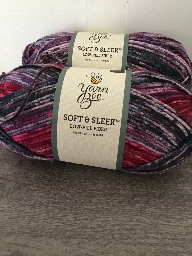 Yarn Yarn Bee Soft and Sleek. Color Berry Mix. 2 skeins 327 Etsy