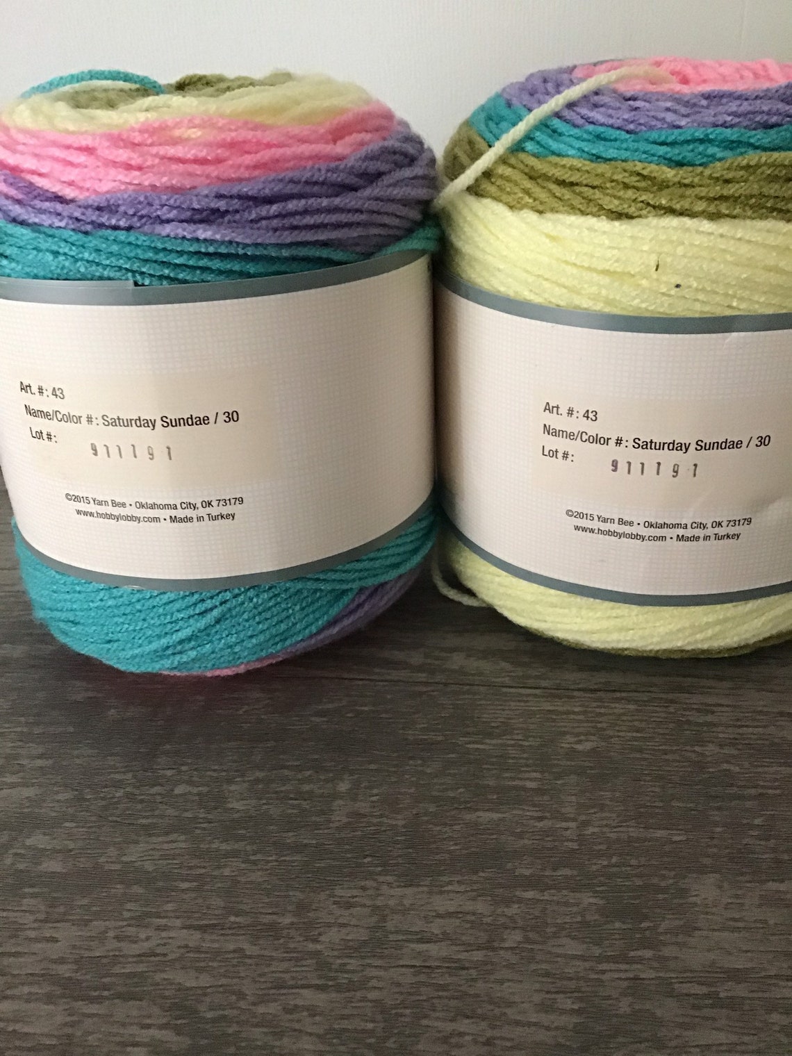 Yarn Bee Sugarwheel. Color Saturday Sundae. 2 skeins 710 Etsy