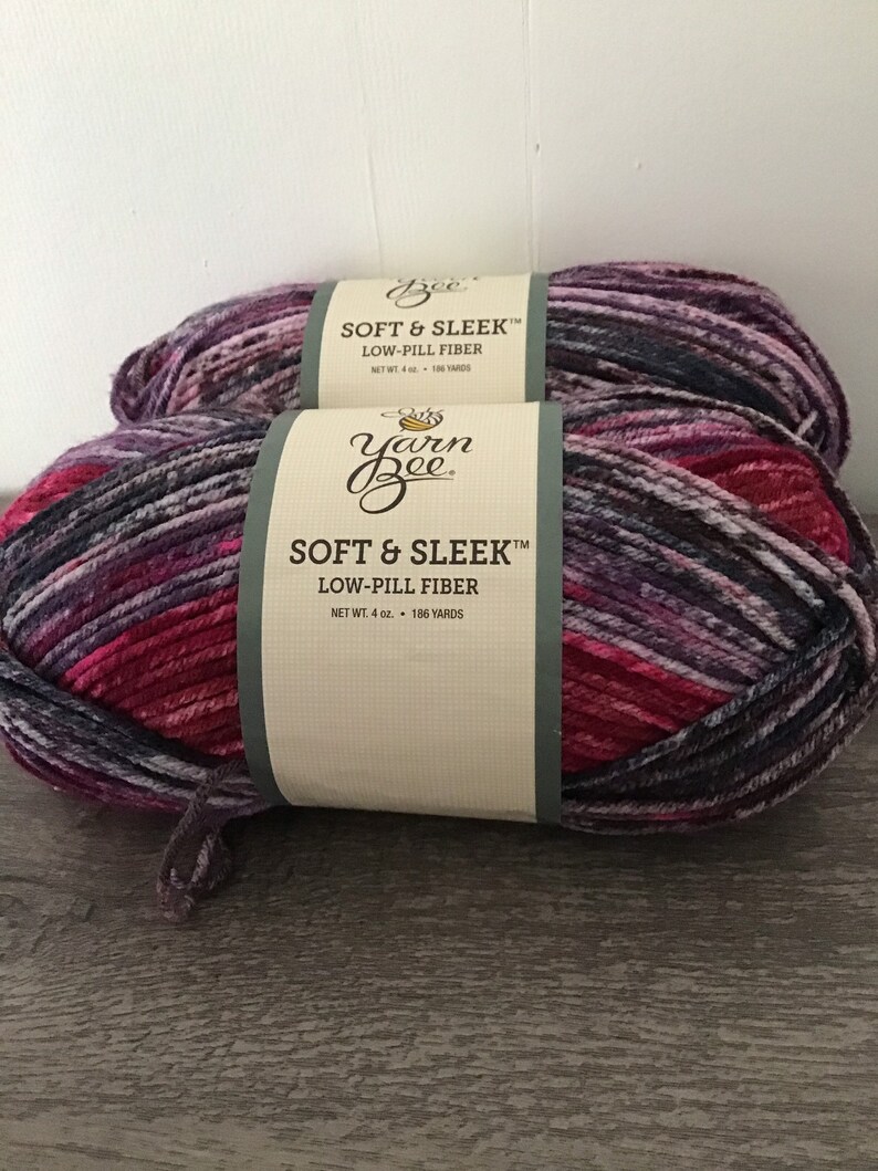 Yarn Yarn Bee Soft and Sleek. Color Berry Mix. 2 skeins 327 Etsy