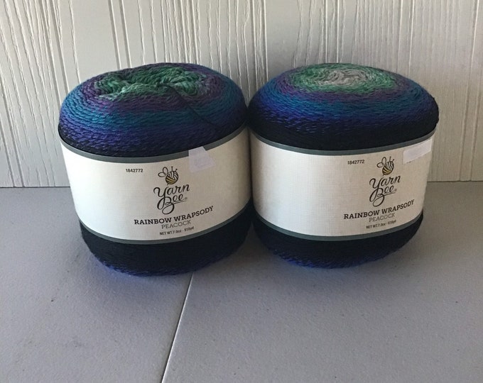 Yarn Yarn Bee Rainbow Wrapsody. Color Peacock. 2 Skeins Etsy Canada