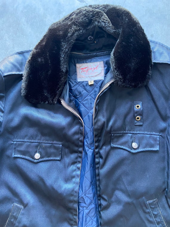 Vintage Faux Fur Collar Police Jacket / Coat