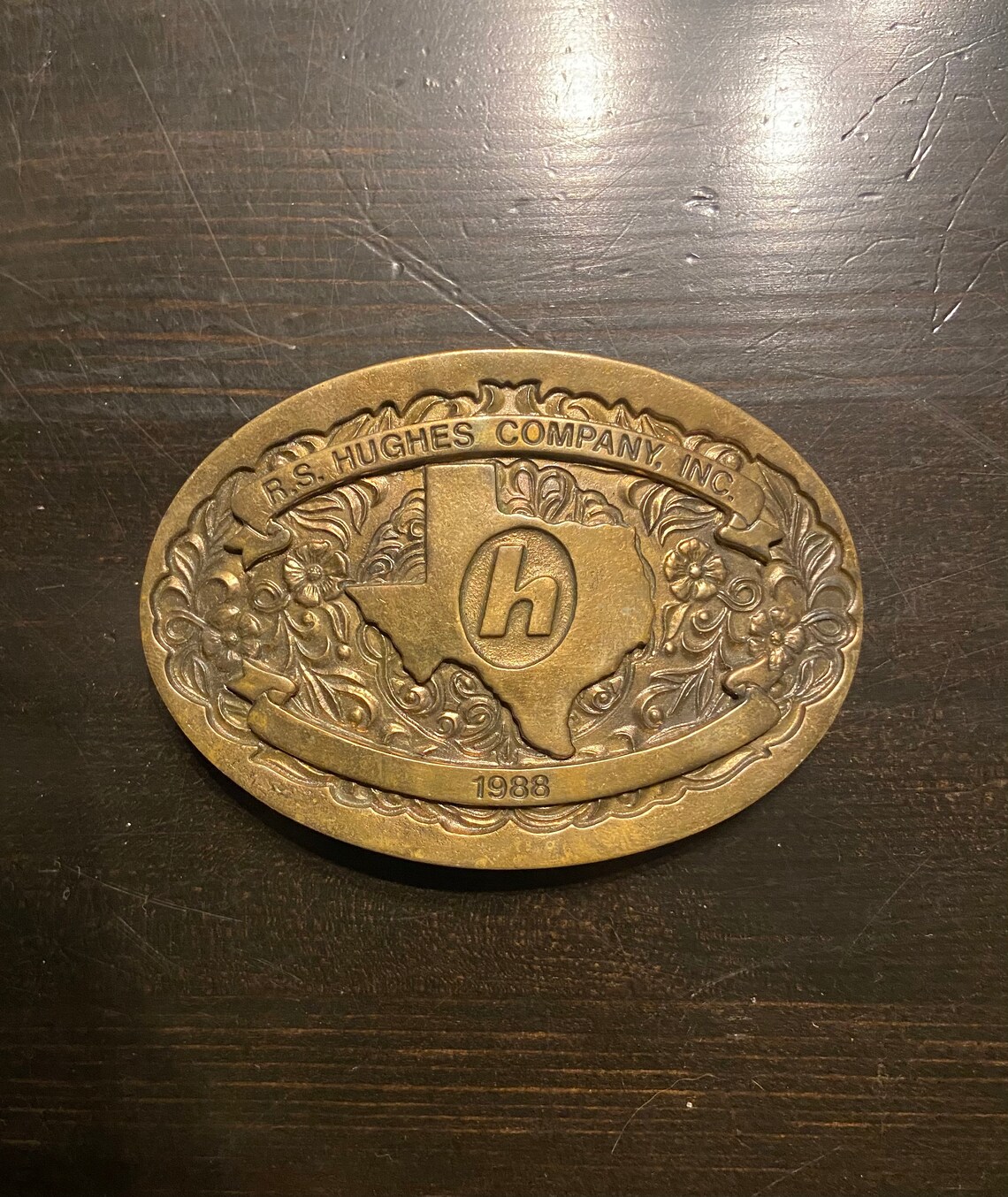 Vintage 1980s Texas RS Hughes Company Belt Buckle Etsy