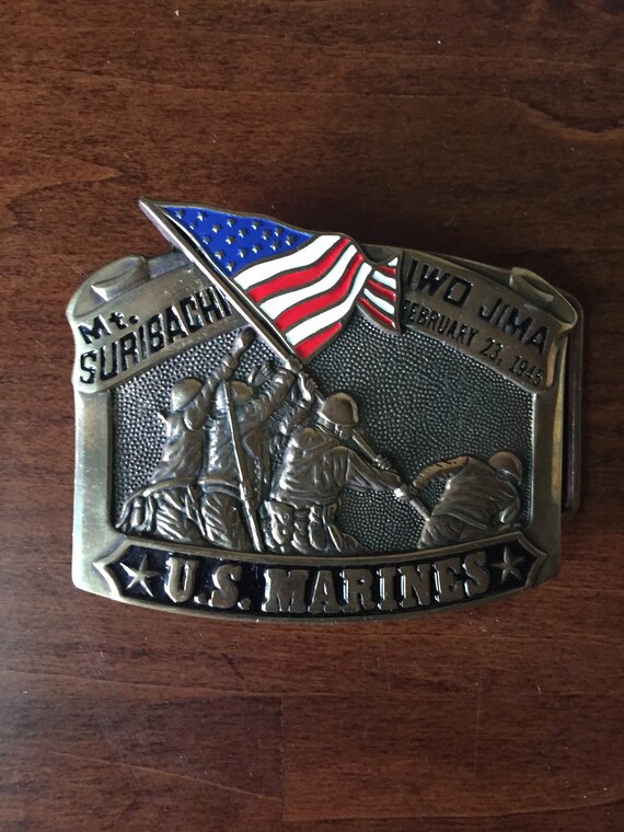 Military Belt Buckle metal USMC Marine Corps at Iwo Jima NEW Made in USA