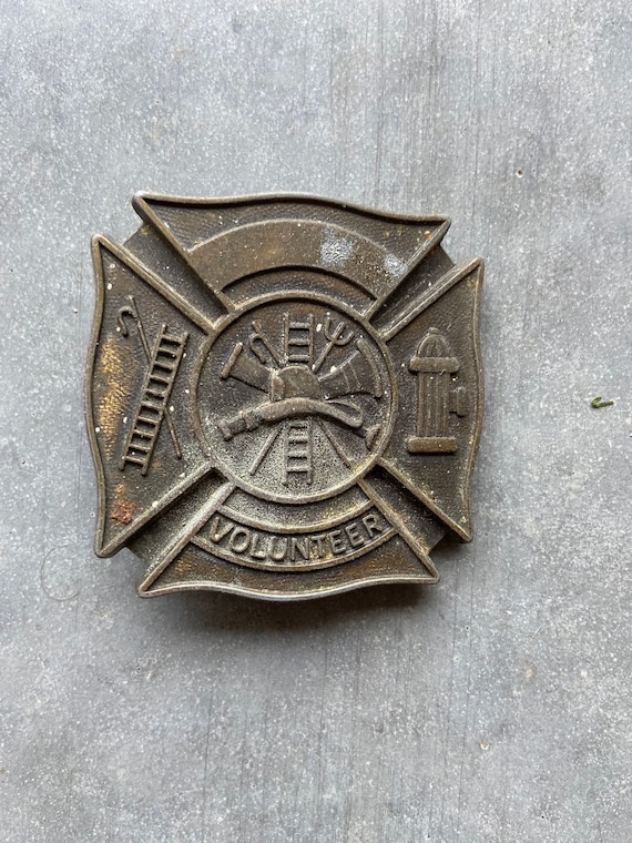 Fire Department Badge Belt Buckle Add On. Vintage Fireman Tie Pin Ex 