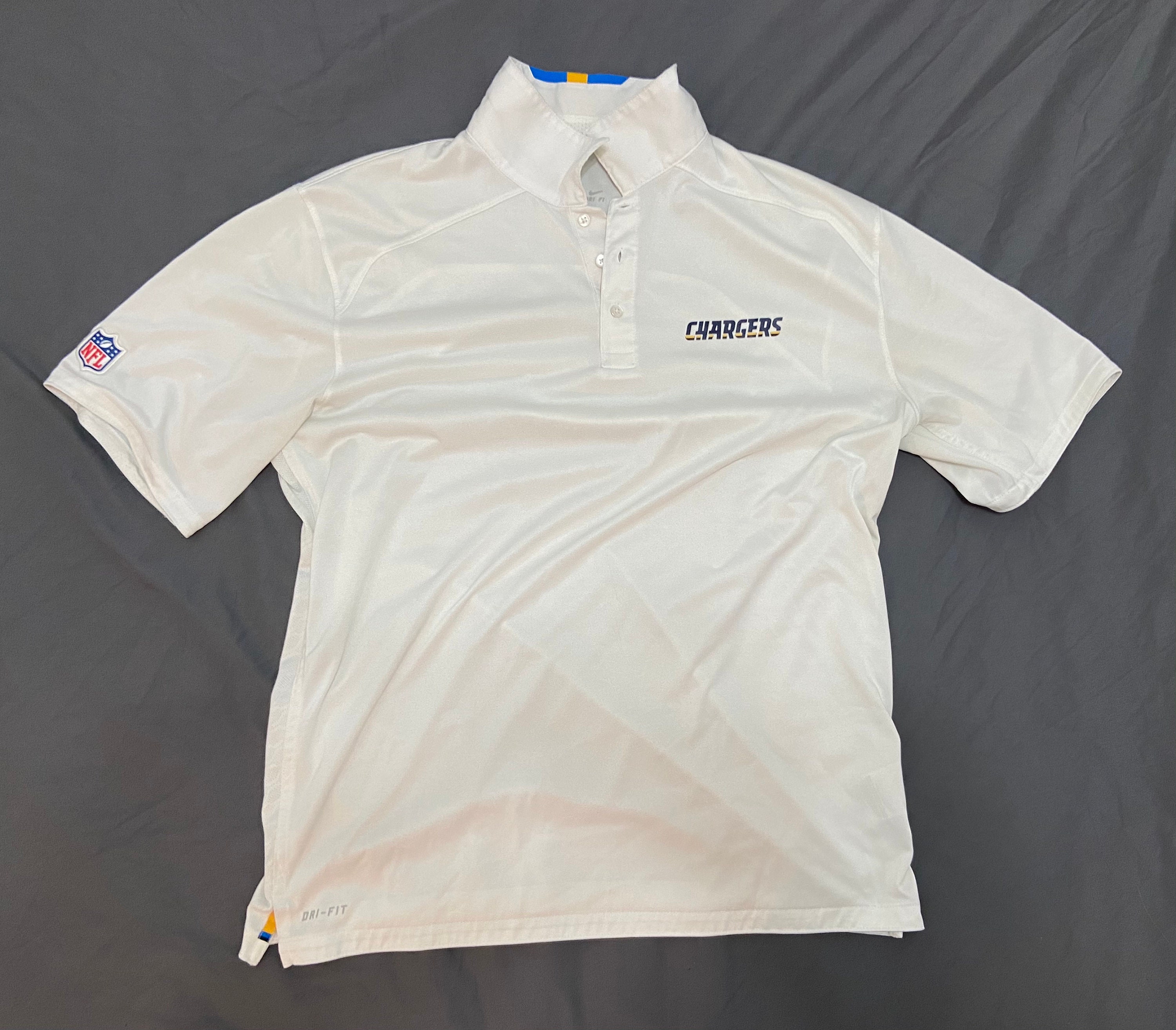 White San Diego Chargers Polo Shirt Dri 