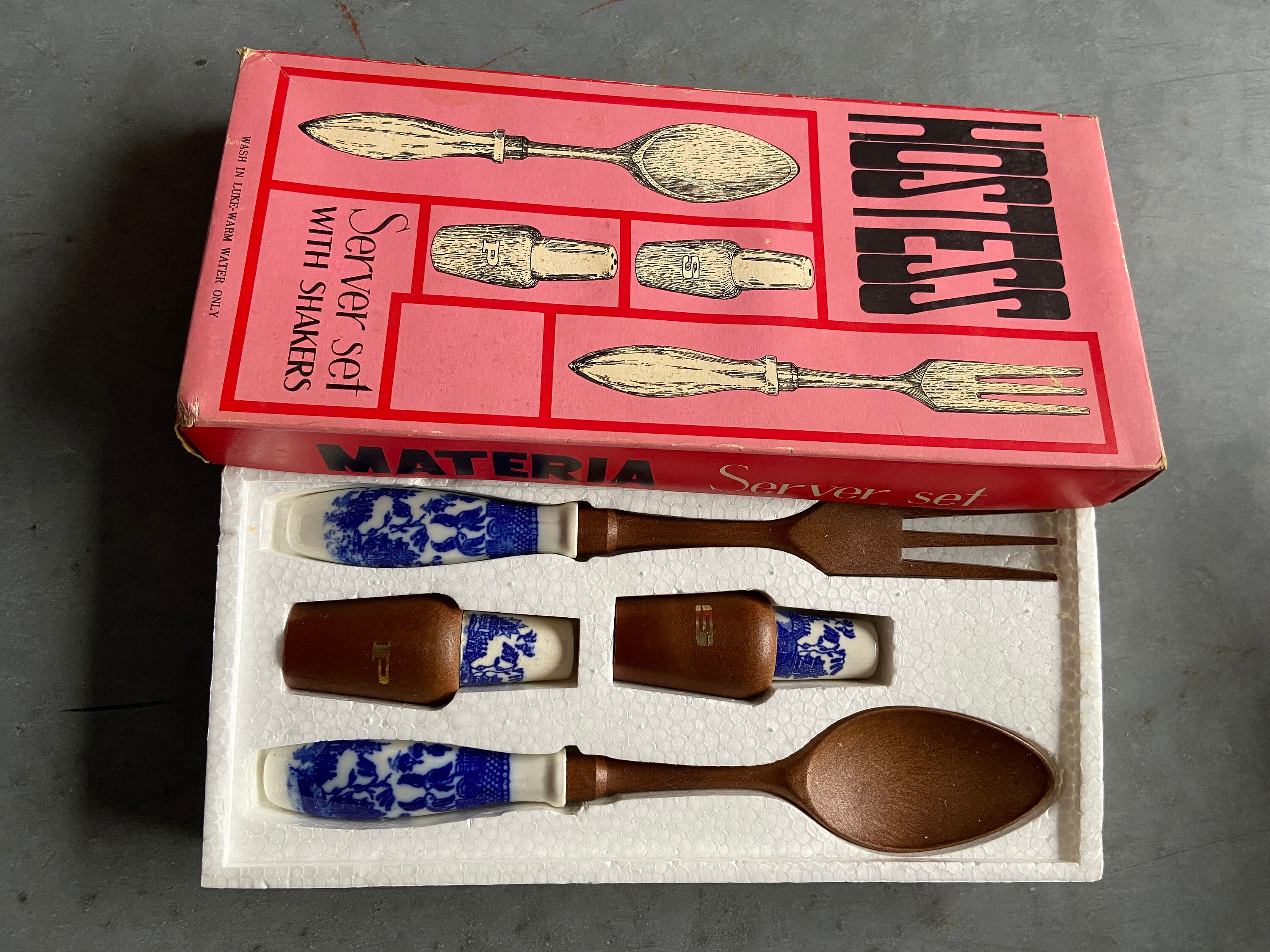 Vintage Blue and White Hostess Serving Set w/Shakers Etsy