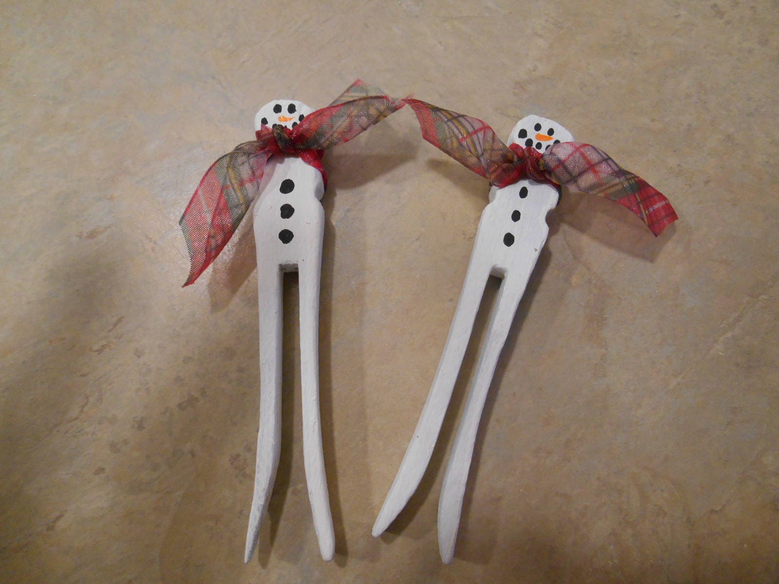 Wooden Clothespin Ornaments With Ribbon Scarfs and Hangers Etsy