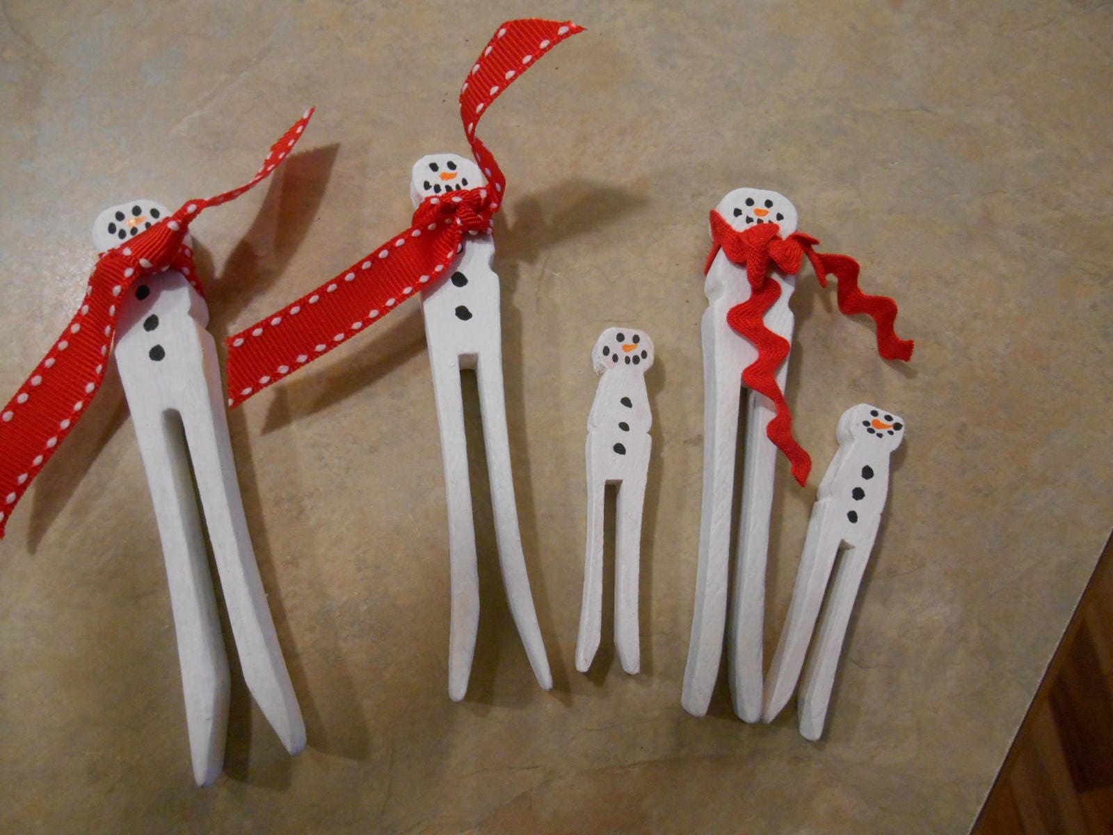 Wooden Clothespin Ornaments With Ribbon Scarfs and Hangers Etsy
