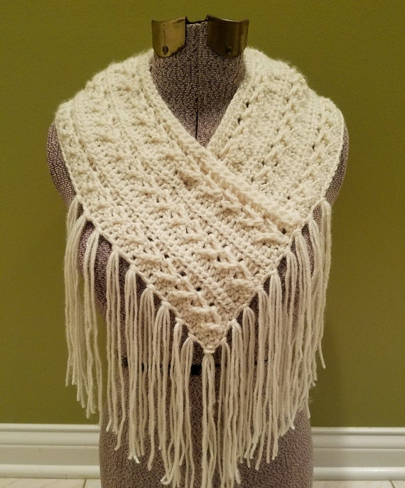 Crochet Pattern PDF, One Skein Project! Infinity Scarf Boho Fringe