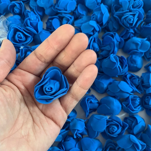 Blue Artificial Roses/ 3 cm Fake Flowers/ Foam Roses