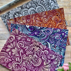 Abstract Doodle Postcard Pack de 5