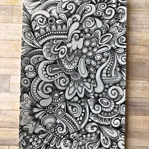 Doodle noir et blanc Carte postale