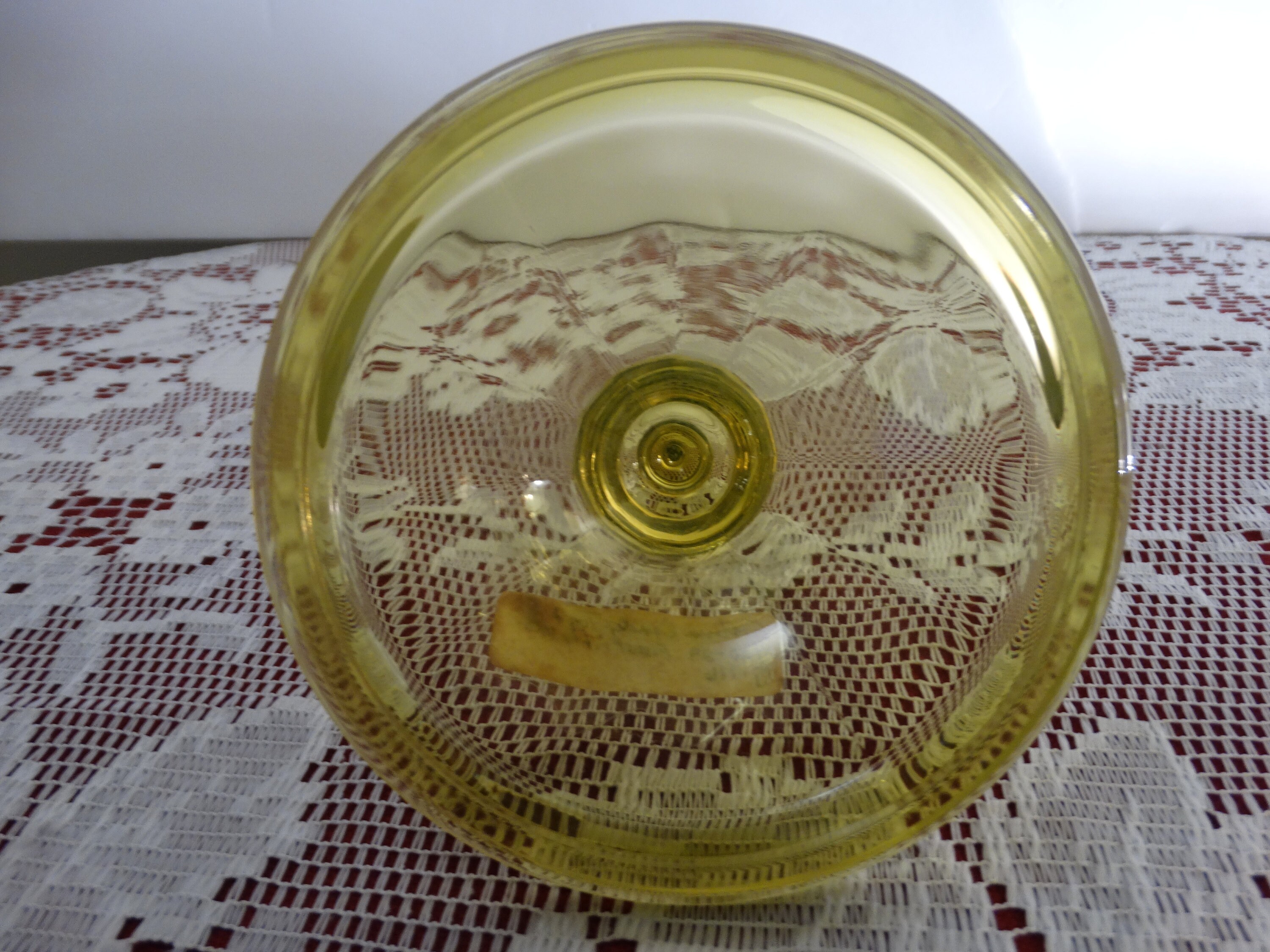 Fostoria Vaseline Yellow Glass Candy Jar Lid only by Fostoria Glass