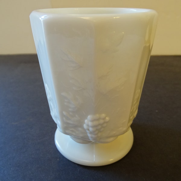 Paneled Grape #1881 White Footed Sugar Bowl or Vase 4 1/8" high by Westmoreland Glass Company circa 1950's