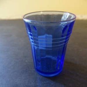Vintage Hazel Atlas Glass Co. Moderntone Cobalt Whiskey Tumbler 1 1/2 oz. Shot Glass circa 1934-42
