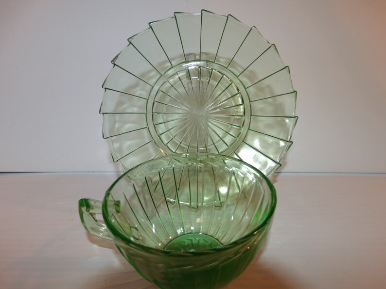 Vintage Glass Company Sierra Pinwheel Pattern Green Etsy