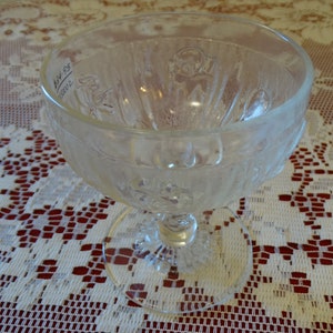Vintage Jeannette Glass Company &quot;Iris & Herringbone&quot; Pattern Crystal 4&quot; Footed Sherbet Stem circa 1928