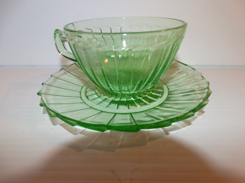 Vintage Glass Company Sierra Pinwheel Pattern Green Etsy