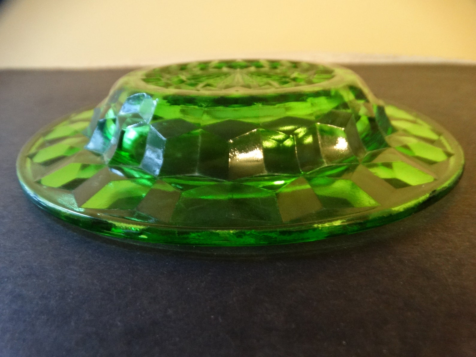 Vintage Glass Company Cubist Green Butter Dish Etsy