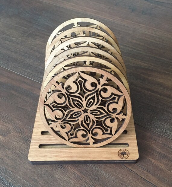 Wooden coasters laser cut coasters drink coasters timber Etsy