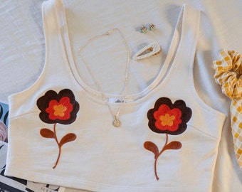 Twin Flowers Cropped Tank