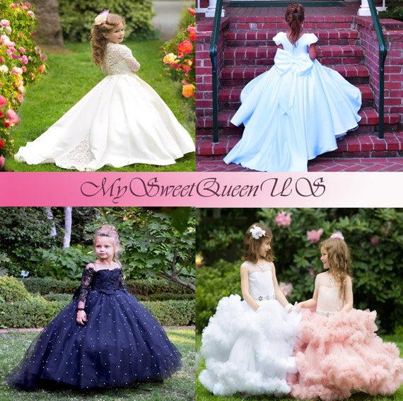 Red Satin Ball Gown with Bow, Toddler Princess Dress, Girls Formal Flower Girl Dress, Elegant Birthday Wedding Outfit - Vera