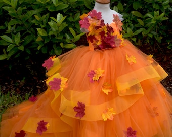 Maple Leaf Thanksgiving Dress: Handmade Holiday Princess Gown