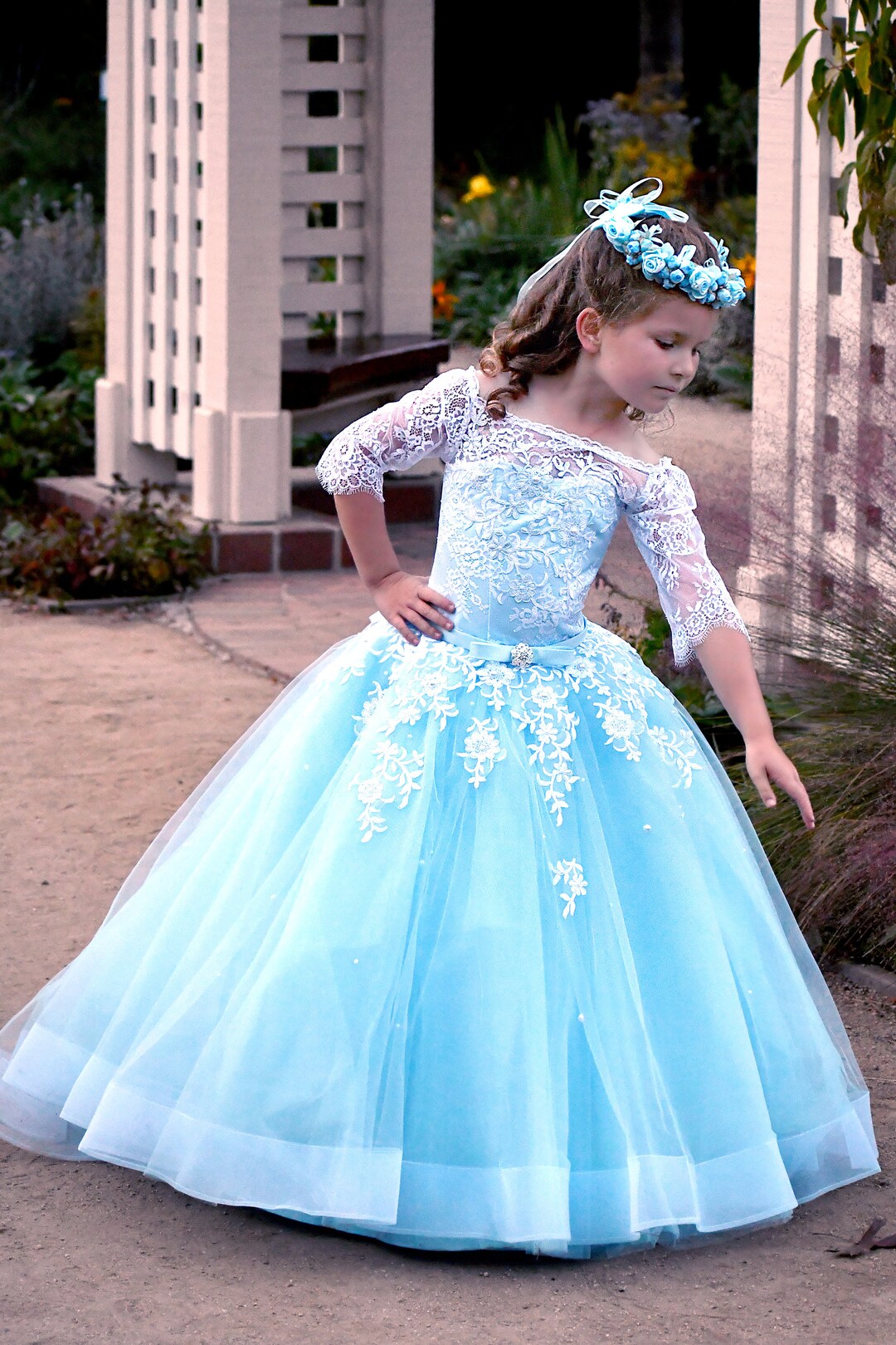 Custom Color Flower Girl Dress Tulle Ball Gown Birthday Party Etsy