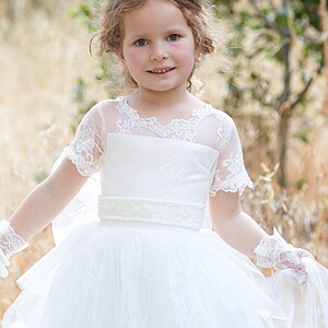 First Communion Baptism Gown, Ivory Flower Girl Dress, Wedding dress for girls, Pageant Ball Gown, Toddler Birthday Princess Dress - Regina