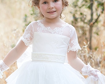 Abito Da Principessa Per Bambina FYMNSI, Gonna Lunga In Tulle, Corpetto Ricamato Con Fiori 3D E Perline, Senza Maniche, Vestito Da Cerimonia Per Matrimonio E Comunione, Taglie 5-14 Anni - 5